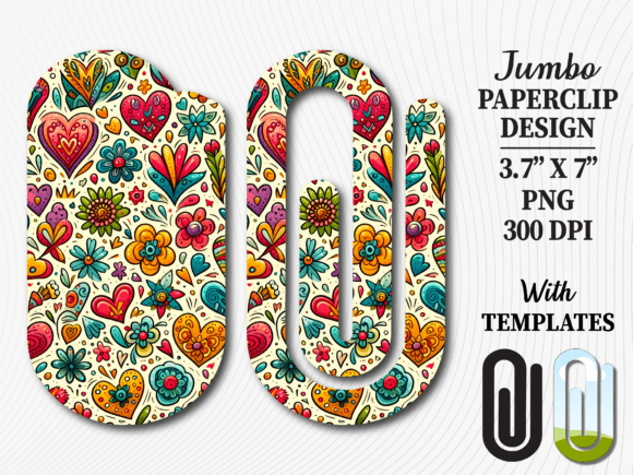 Colorful Retro Floral Jumbo Paperclip