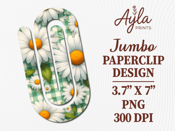 Daisy Green Gingham Jumbo Paperclip PNG: A Creative Asset for Digital Projects