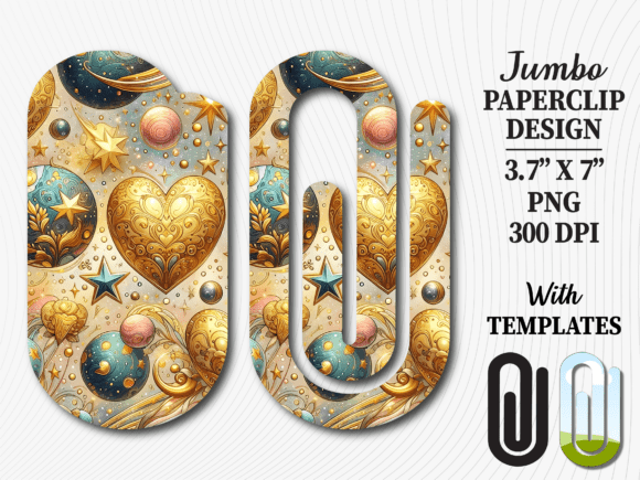 Gold Celestial Heart Jumbo Paperclip