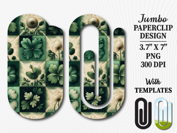 Lucky Shamrock Green Jumbo Paperclip Digital Design