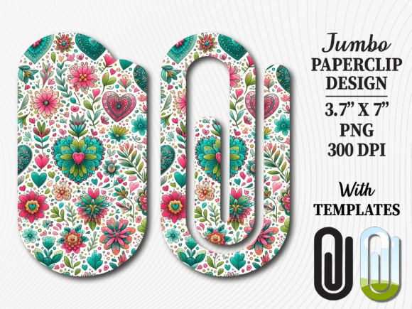 Mexican Folk Art Floral Jumbo Paperclip Design
