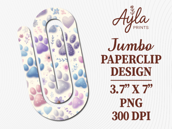 Paw Prints Glitter Jumbo Paperclip PNG