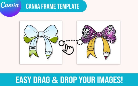 Pencil Coquette Bow Canva Frame Template
