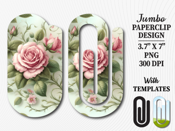 Vintage Shabby Chic Rose Jumbo Paperclip: A Detailed Look at the Digital Sublimation Asset